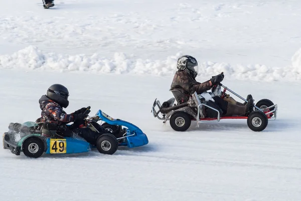 Competition (Go-kart)  karting on ice in Cheboksary, Chuvash Republic. February 23, 2016.