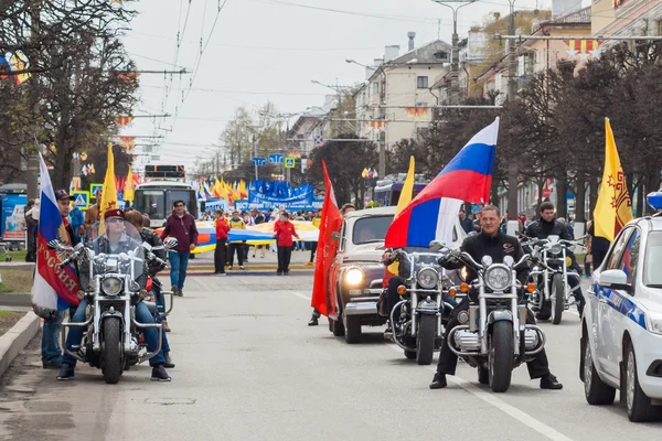 The procession, parade May 1, 2016 in the city of Cheboksary, Chuvash Republic. Russia. Bikers motorcycle club 
