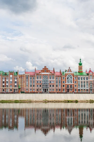 Beautiful house on the waterfront of Bruges. The Republic of Mari El, Yoshkar-Ola, Russia. 05/21/2016