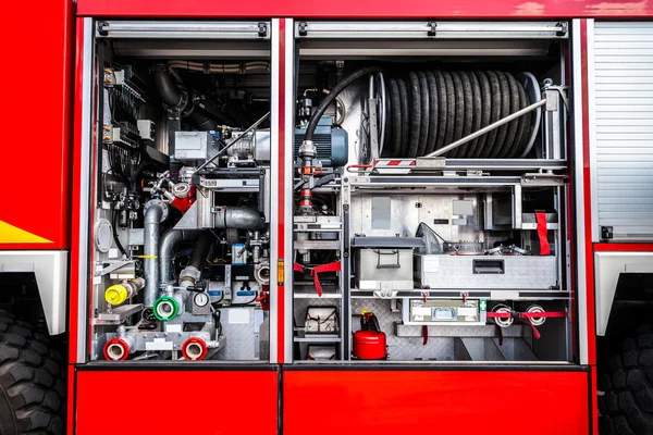 Fire fighting equipment in a german fire truck