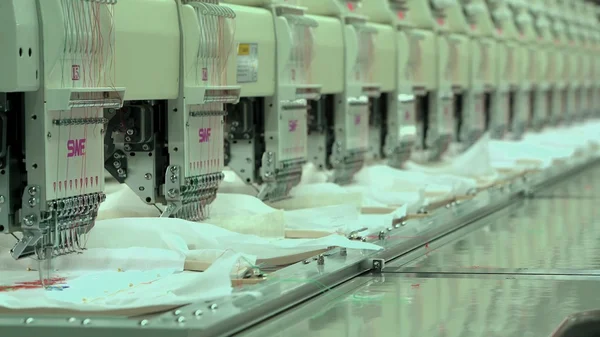 Automated Embroidery Thread on Fabric Machine Embroidery on Factory