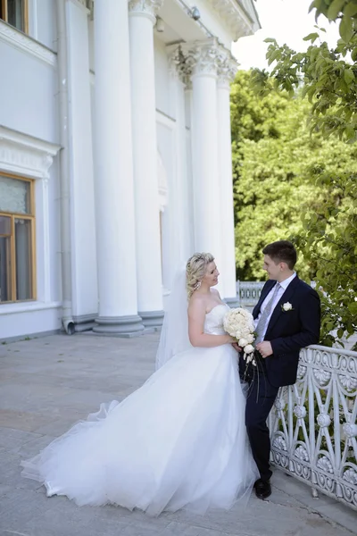 Beautiful wedding couple hugging