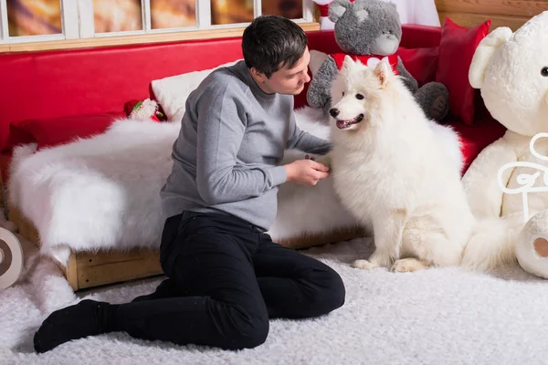 Happy family with dog