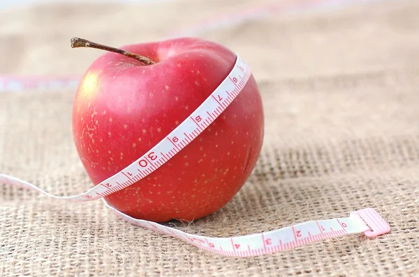 Apple and meter on the gunny cloth