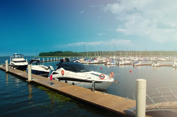 Aerial view of boats and small yachts