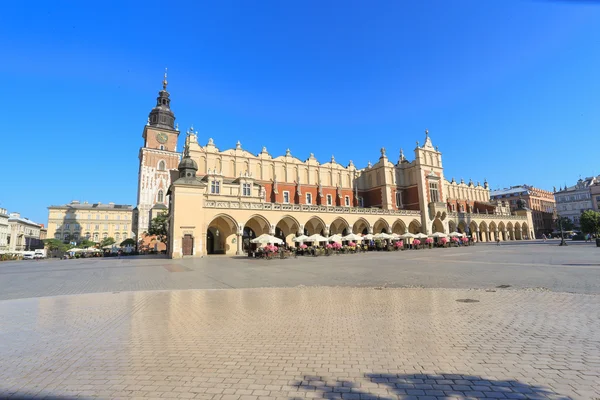 A view of the historical architecture in the old square in Krakow - Poland