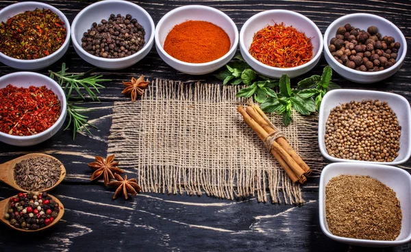Colorful aromatic  spices and herbs