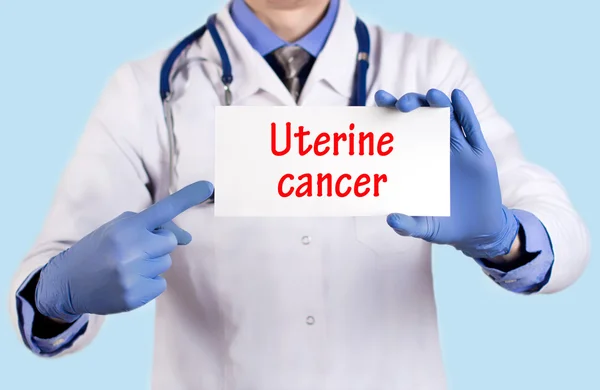 Doctor keeps a card with the name of the diagnosis - uterine cancer