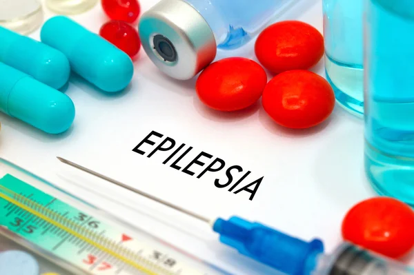 Epilepsia. Treatment and prevention of disease. Syringe and vaccine. Medical concept. Selective focus