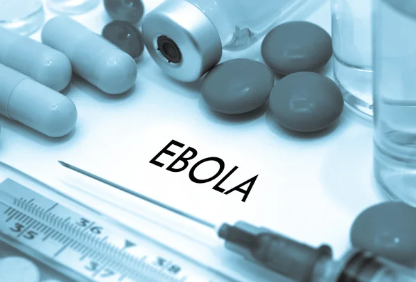 Ebola. Treatment and prevention of disease. Syringe and vaccine. Medical concept. Selective focus