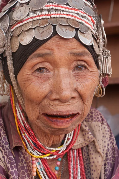 An old woman from the Akha ethnic group