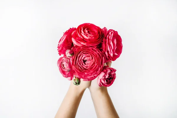 Bouquet of red ranunculus or roses