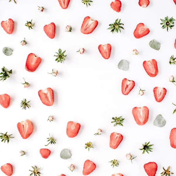 Colourful bright pattern made of strawberries