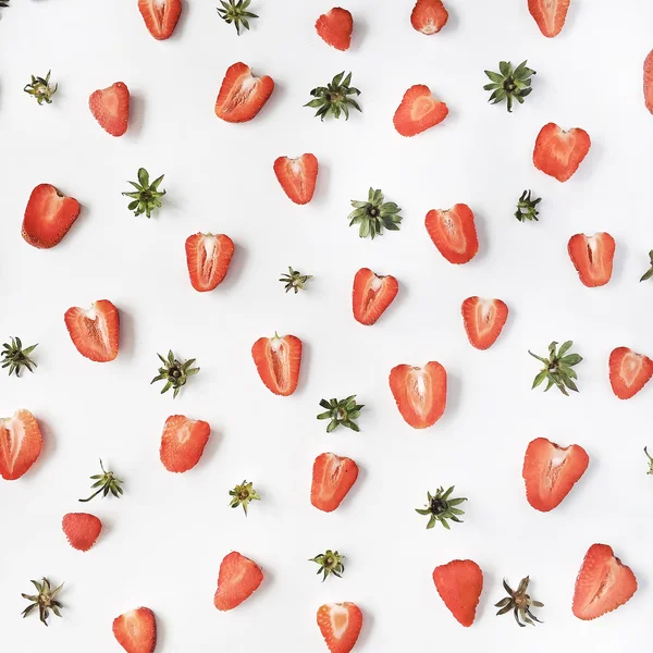 Colourful bright pattern made of strawberries