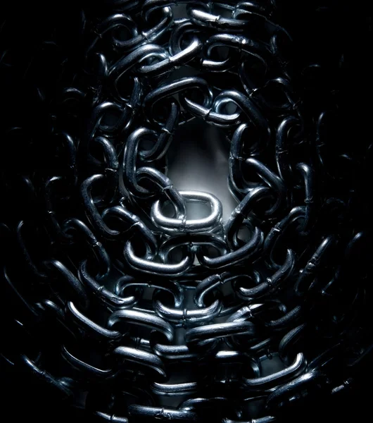 Steel chain coiled advertising photography