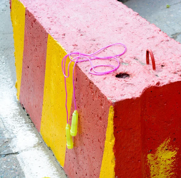 Children toys on concrete barriers