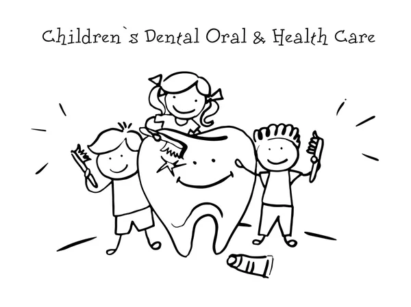 Children`s Dental Oral and Health Care. Kids Health. Graphics sketch in vector.