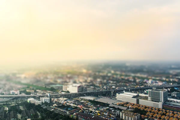 Aerial view of Bangkok city, tilt-shift