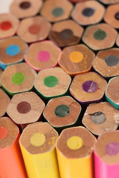 Texture of color pencils. Selective focus