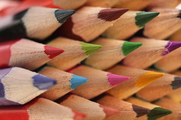 Group of colored pencils, texture of colored pencils