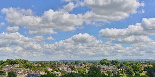 Panoramic View of a Picturesque English Town with a Beautiful Cloudy Sky above