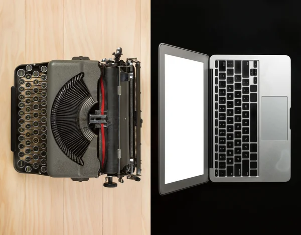 Comparison between computer laptop and typewriter