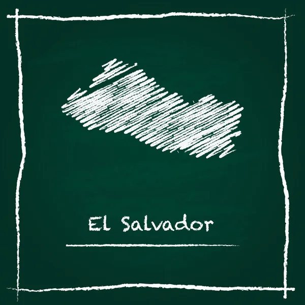 El Salvador outline vector map hand drawn with chalk on a green blackboard.