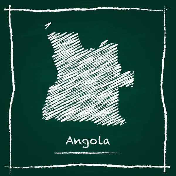 Angola outline vector map hand drawn with chalk on a green blackboard.