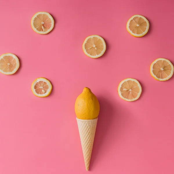 ice cream cone with lemon slices