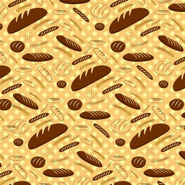 Seamless pattern with bread and wheat
