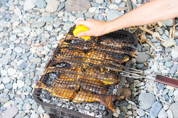 Fish barbecue on the beach
