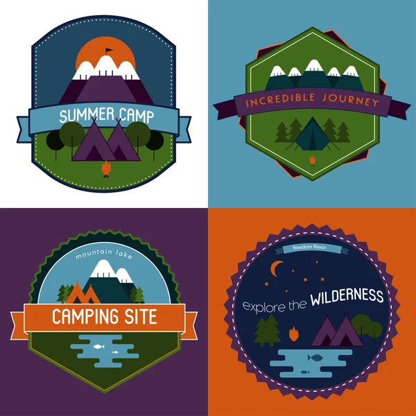 Labels set of camping emblems