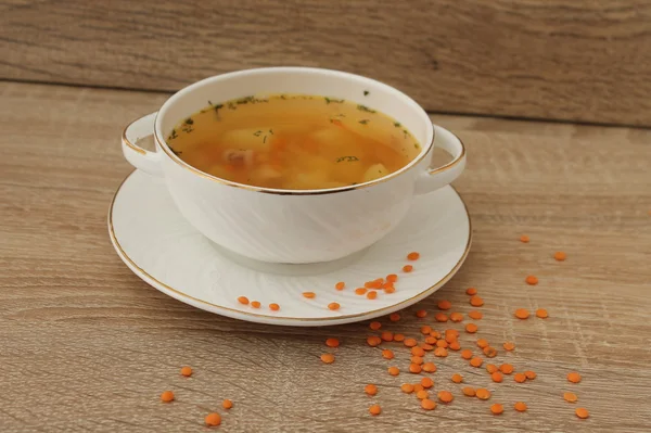 Light soup with red lentils,carrots and potatoes