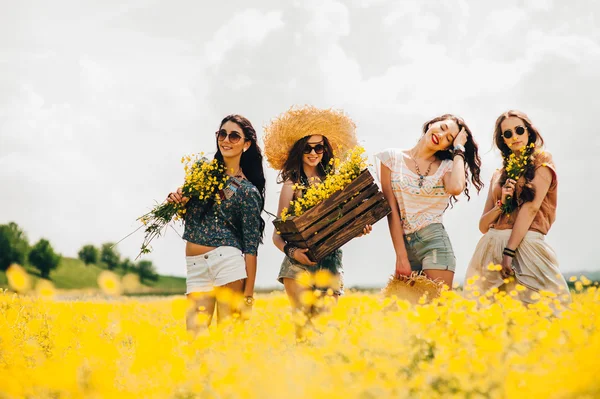 Four beautiful hippie girls