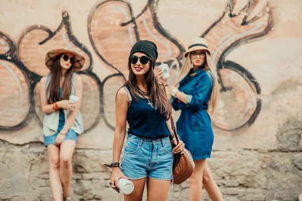 Three beautiful girls having fun