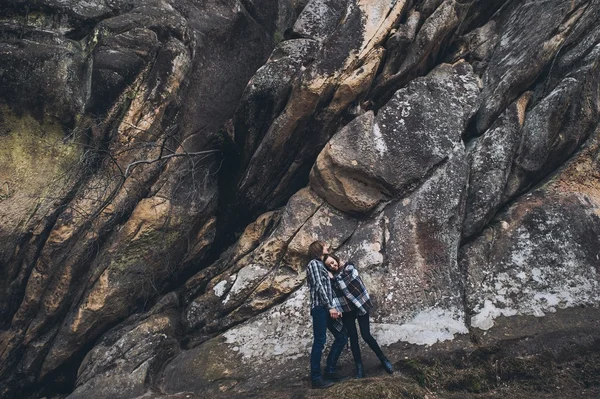 Couple in love at Carpathian Mountains