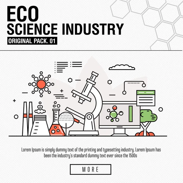 Modern eco science industry. Thin line icons set