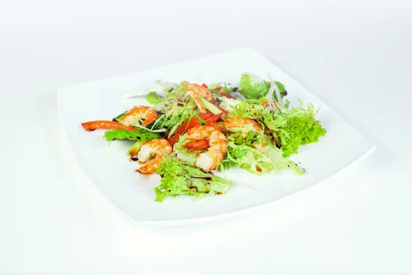 Seafood Caesar Salad with Shrimps, Salad Leaf, Croutons, Cherry Tomato and Parmesan Cheese