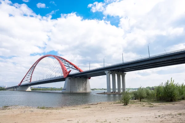 The red bridge in Novosibirsk city