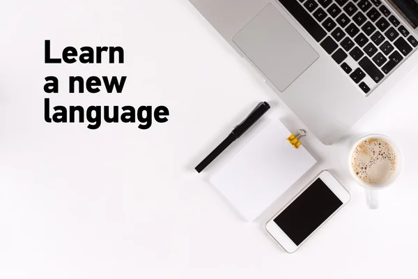Learn new language text on desk