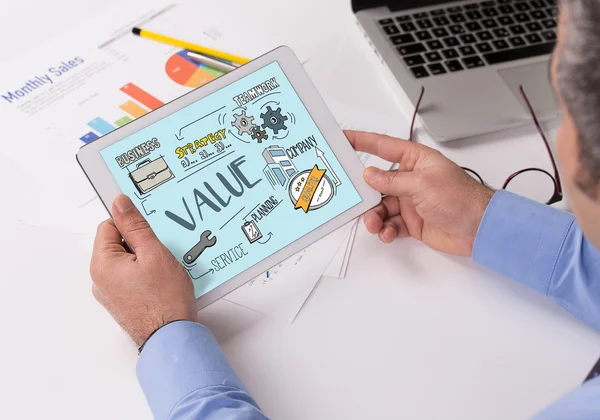 Value Concept on Tablet PC Screen