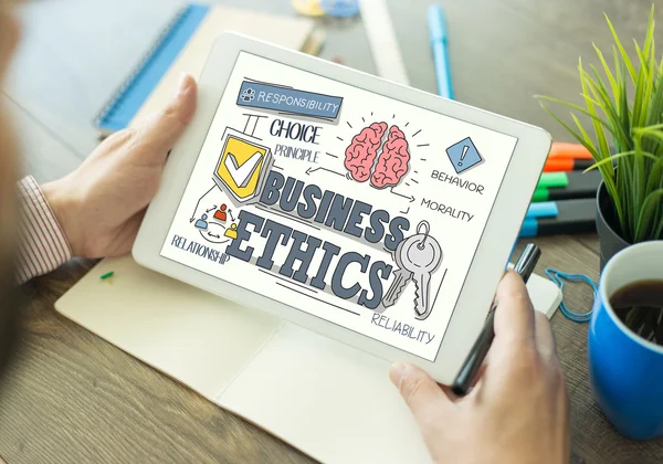 Business Ethics Concept on Tablet PC Screen