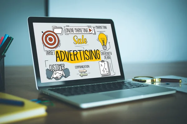 ADVERTISING concept on a screen