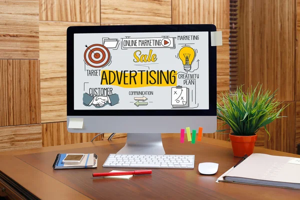 ADVERTISING concept on a screen