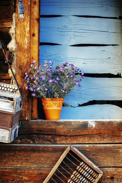 Rustic country retro flowers composition