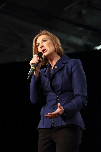 Carly Fiorina speaks at a Republican rally on October 31, 2015, in Des Moines, Iowa