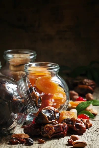 Dried dates in a glass jar