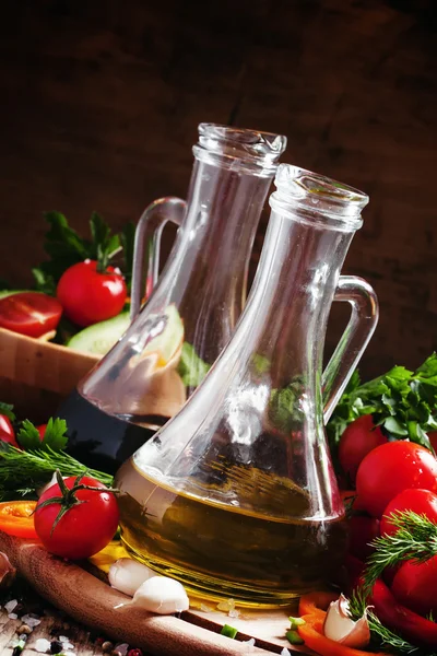 Traditional Italian balsamic vinegar in a glass carafe