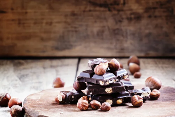 Dark chocolate with hazelnuts