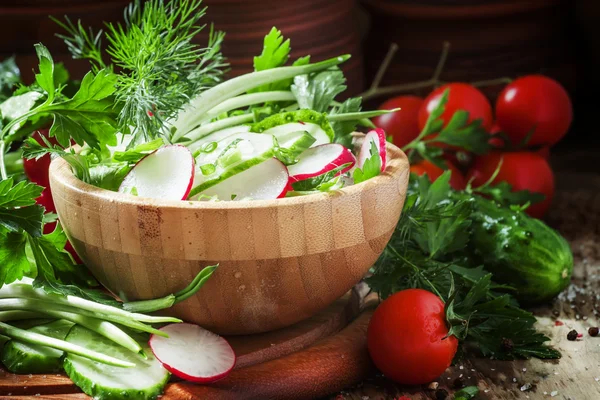 Vegetarian salad with vegetables